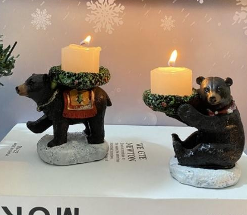 Grizzly Bear Candle Holders