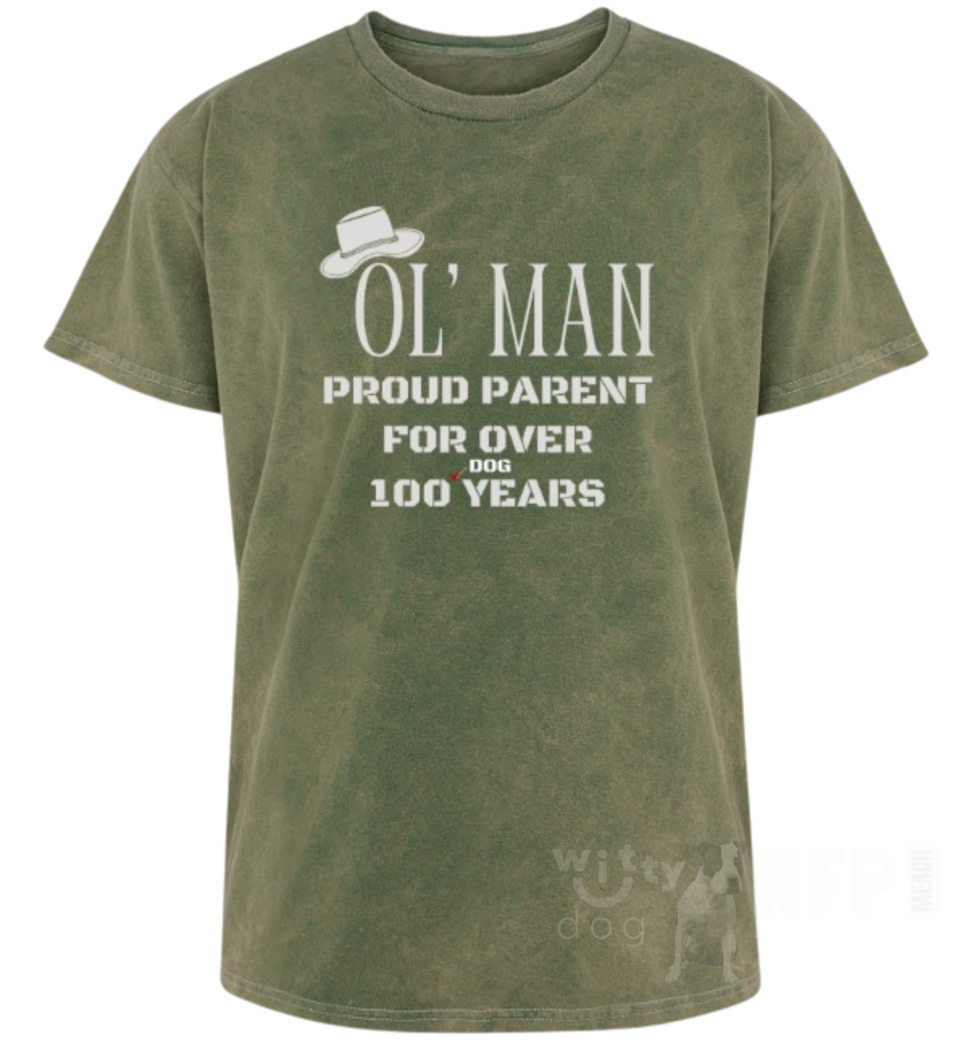 Ol&#39; Man Proud Parent for over 100 dog years Mineral Washed T-shirt