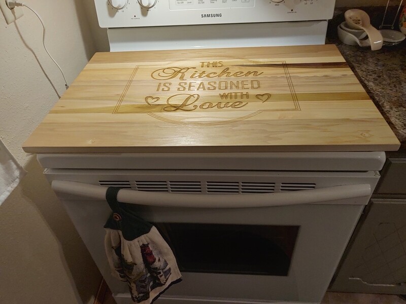 Customizable Poplar 3/4-Inch Thick Oil Finished Stove Top Cover (Noodle Board)