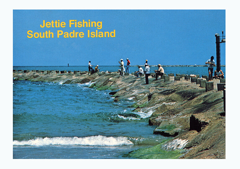 Jetties Fishing South Padre - Vintage Postcard 1970's