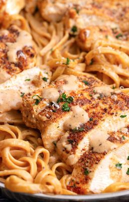 Cajun Chicken Fettuccine Alfredo Pasta