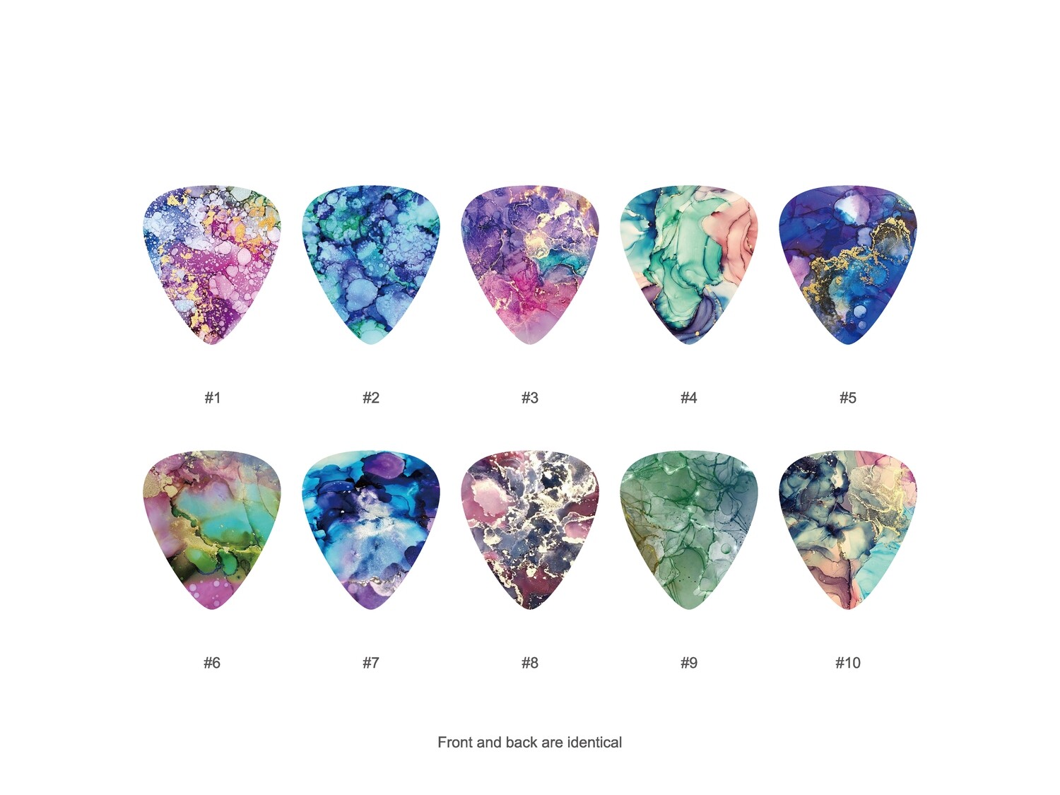 Alcohol Ink Pattern Guitar Pick Set (10 picks)