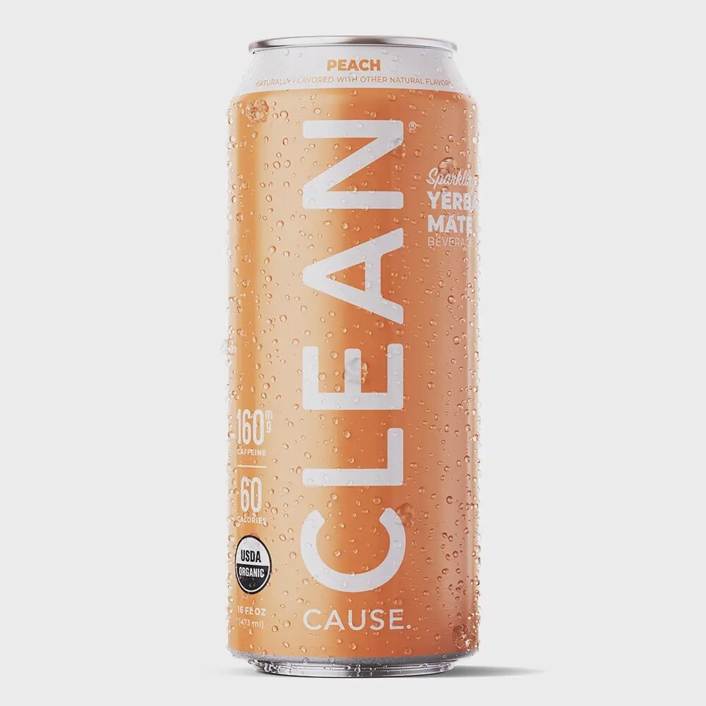 Clean Cause Peach Organic Sparkling Yerba Mate