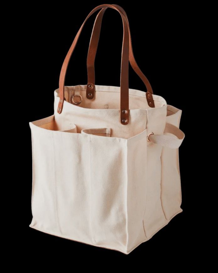CapaBunga Canvas Farmers Market Tote with Leather Handles