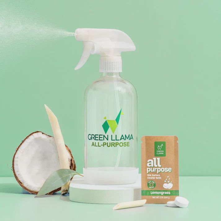 Green Llama All Purpose Spray Bottle Cleaning Kit with Lemon Grass