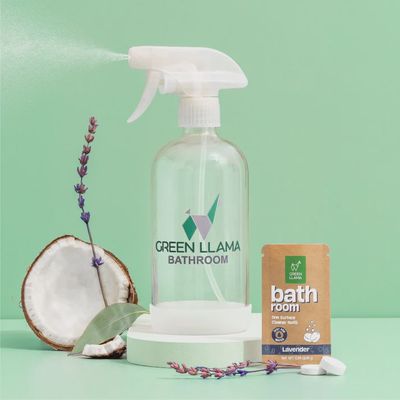 Green Llama Bathroom Spray Cleaning Kit with Lavender
