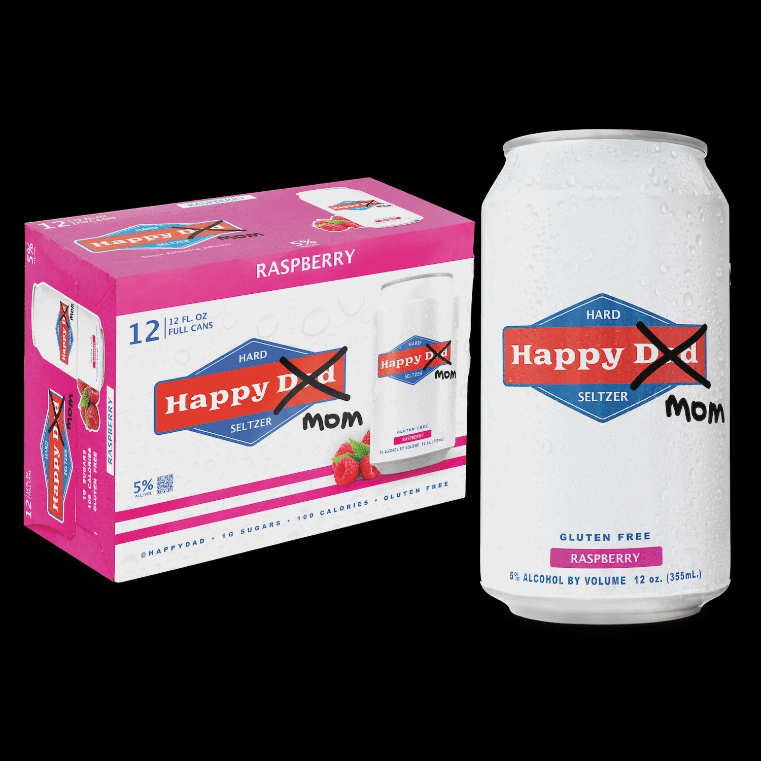Happy Mom Hard Seltzer Raspberry 12pk