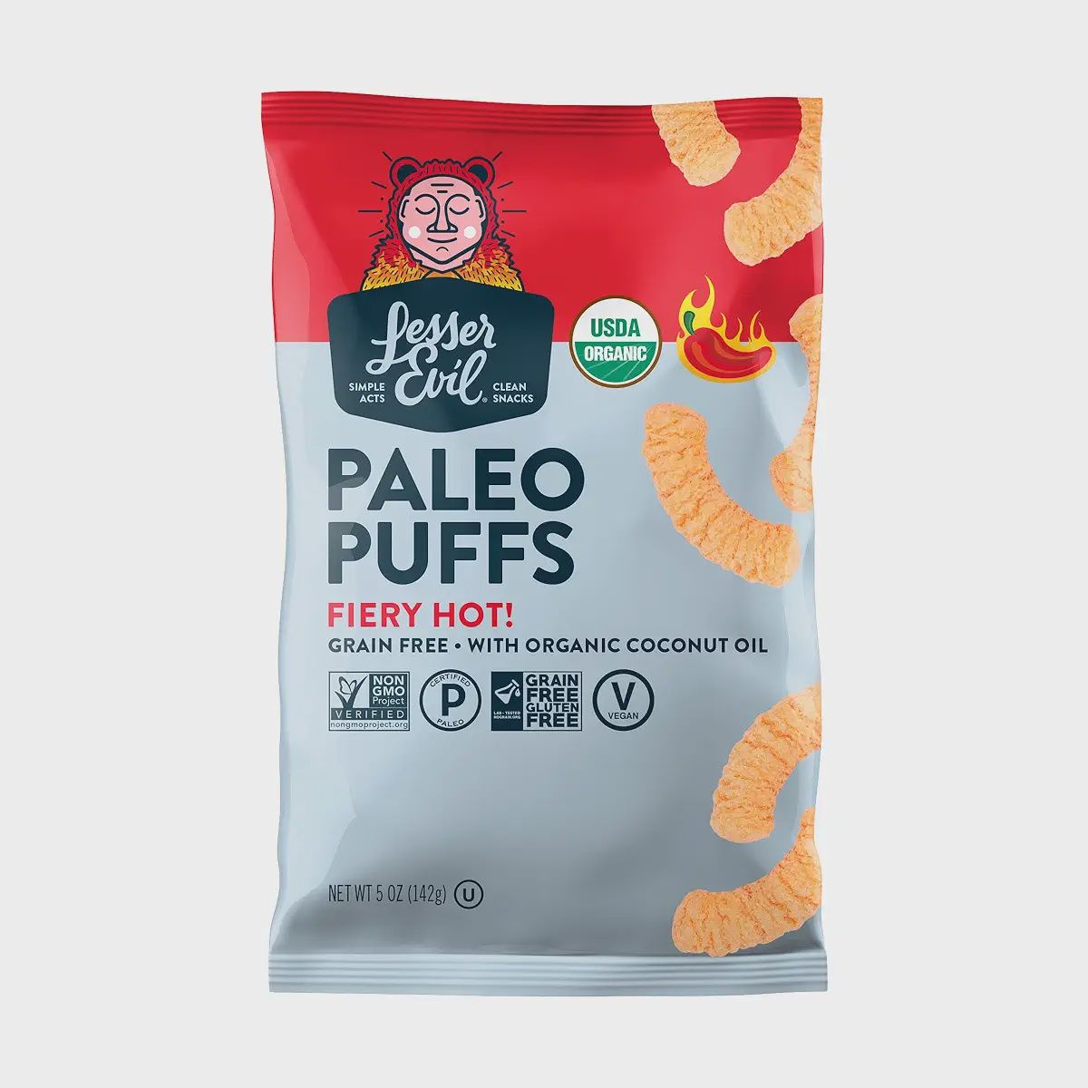 Lesser Evil Paleo Puffs Fiery Hot