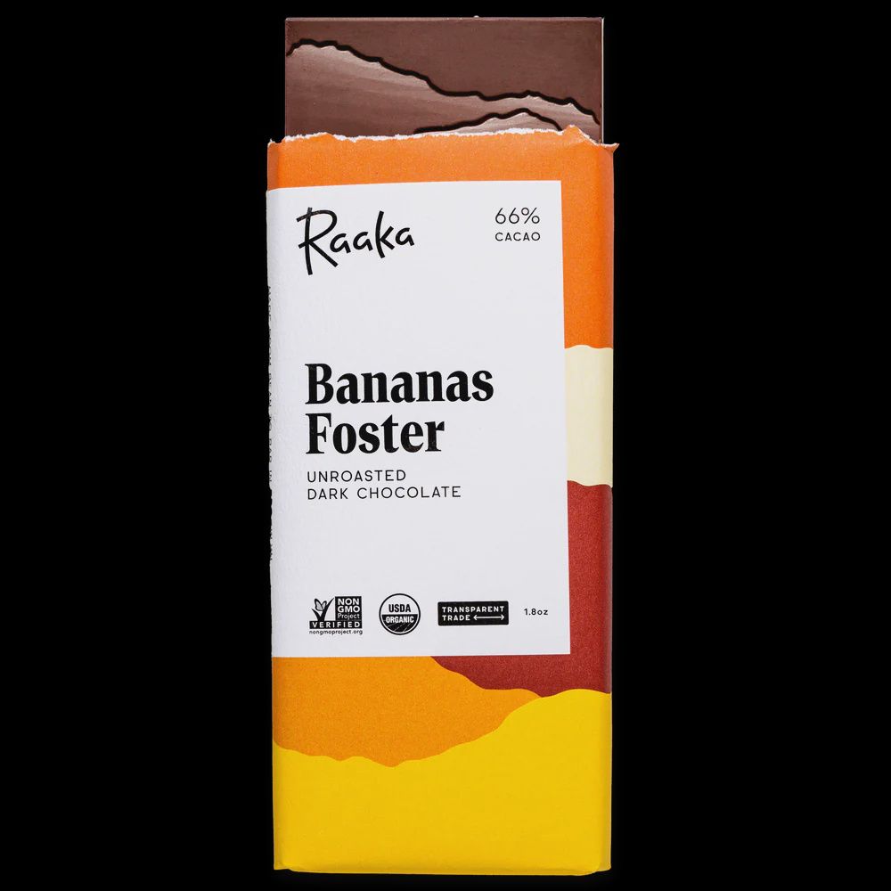 Raaka Bananas Foster Unroasted Dark Chocolate Bar