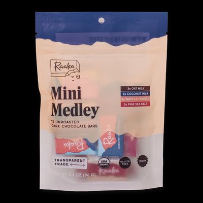 Raaka Mini Medley Unroasted Dark Chocolate Bars
