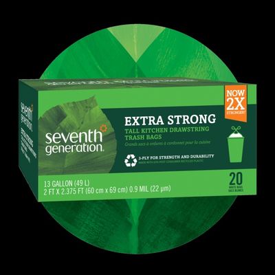 Seventh Generation Extra Strong Tall Kitchen Drawstring Trash Bag