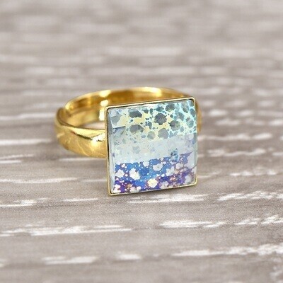 Bague Argent Plaqué Or Cristal