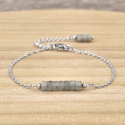 Bracelet en acier et pierre naturelle