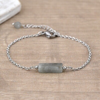 Bracelet en acier et pierre naturelle