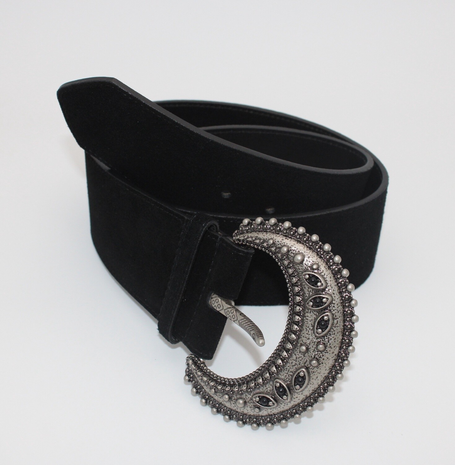 Ceinture large en cuir de daim noir