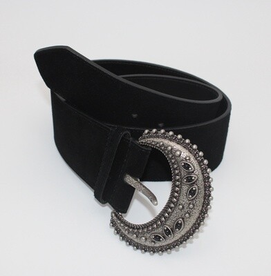 Ceinture large en cuir de daim noir