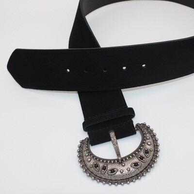 Ceinture large en cuir de daim noir