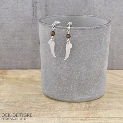 .Boucles d'oreilles en argent et pierre naturelle