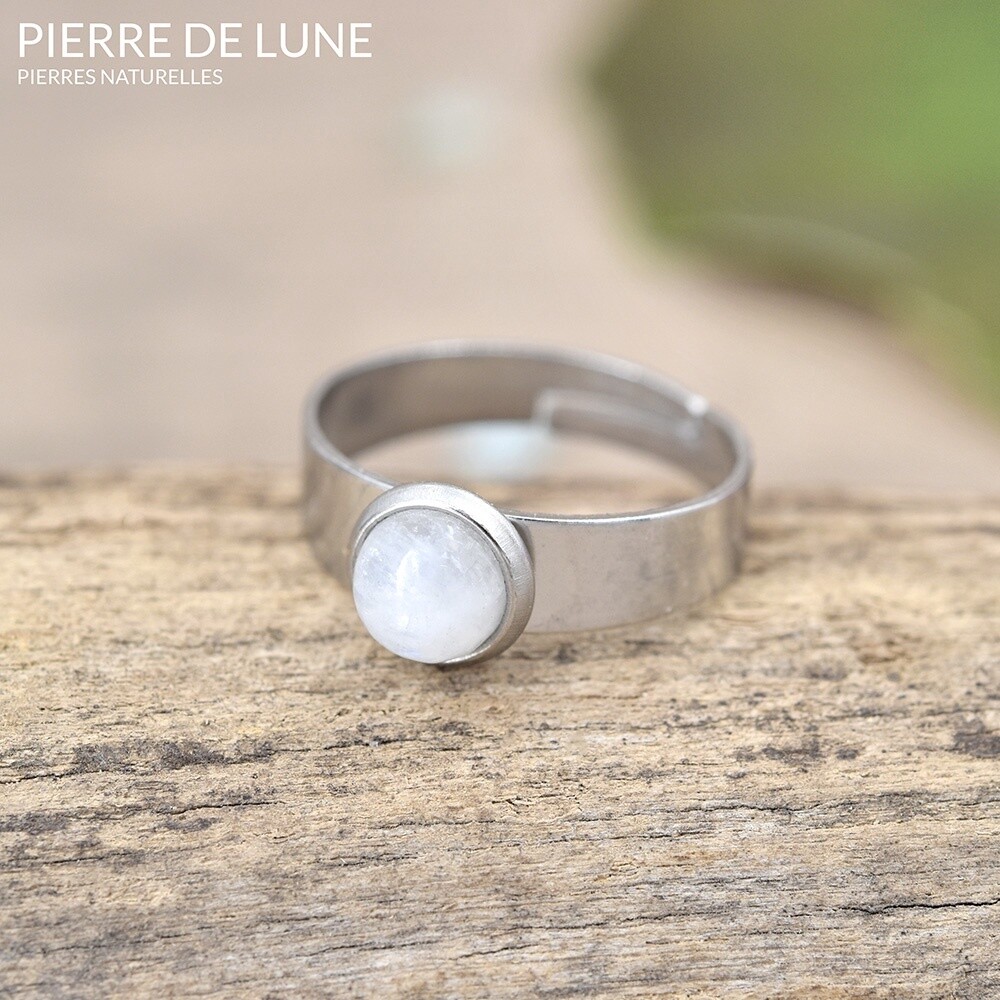 Bague réglable avec pierre de LUNE
