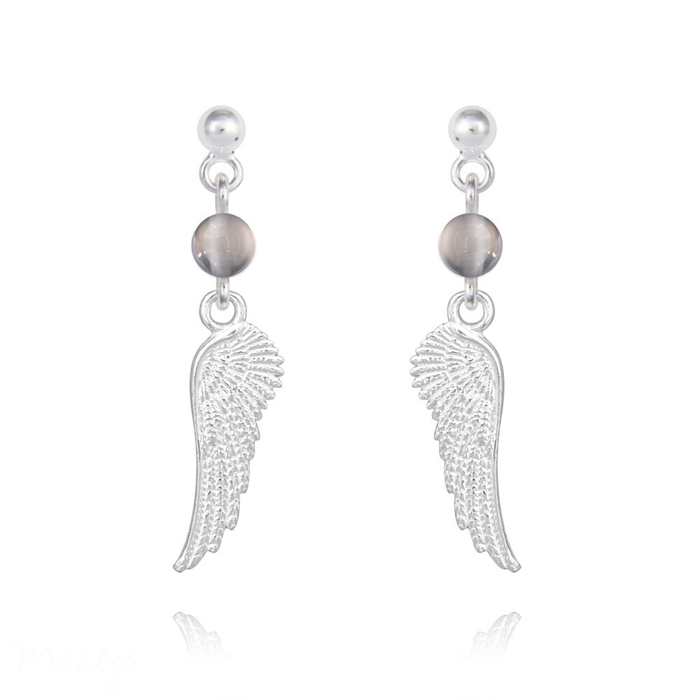 . Boucles d&#39;oreilles en argent et pierre naturelle