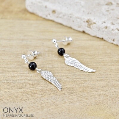 ;Boucles d'oreilles en argent et pierre naturelle