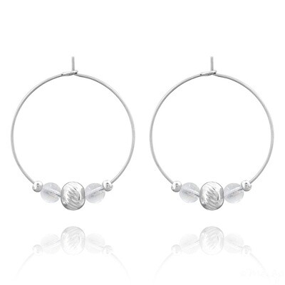 - Boucles d&#39;oreilles en acier et pierres naturelles