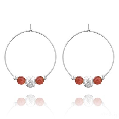 -  Boucles d&#39;oreilles en acier et pierre naturelle