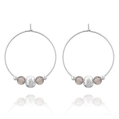 Boucles d&#39;oreilles en acier et pierres naturelles -