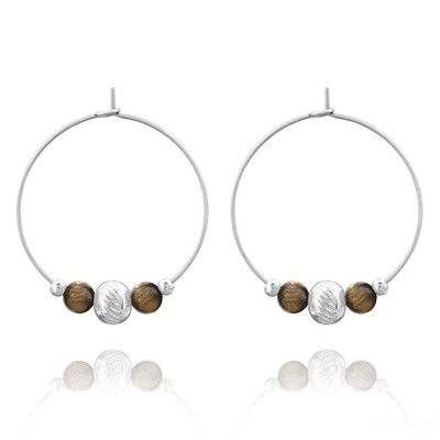 Boucles d&#39;oreilles en acier et pierres naturelles .