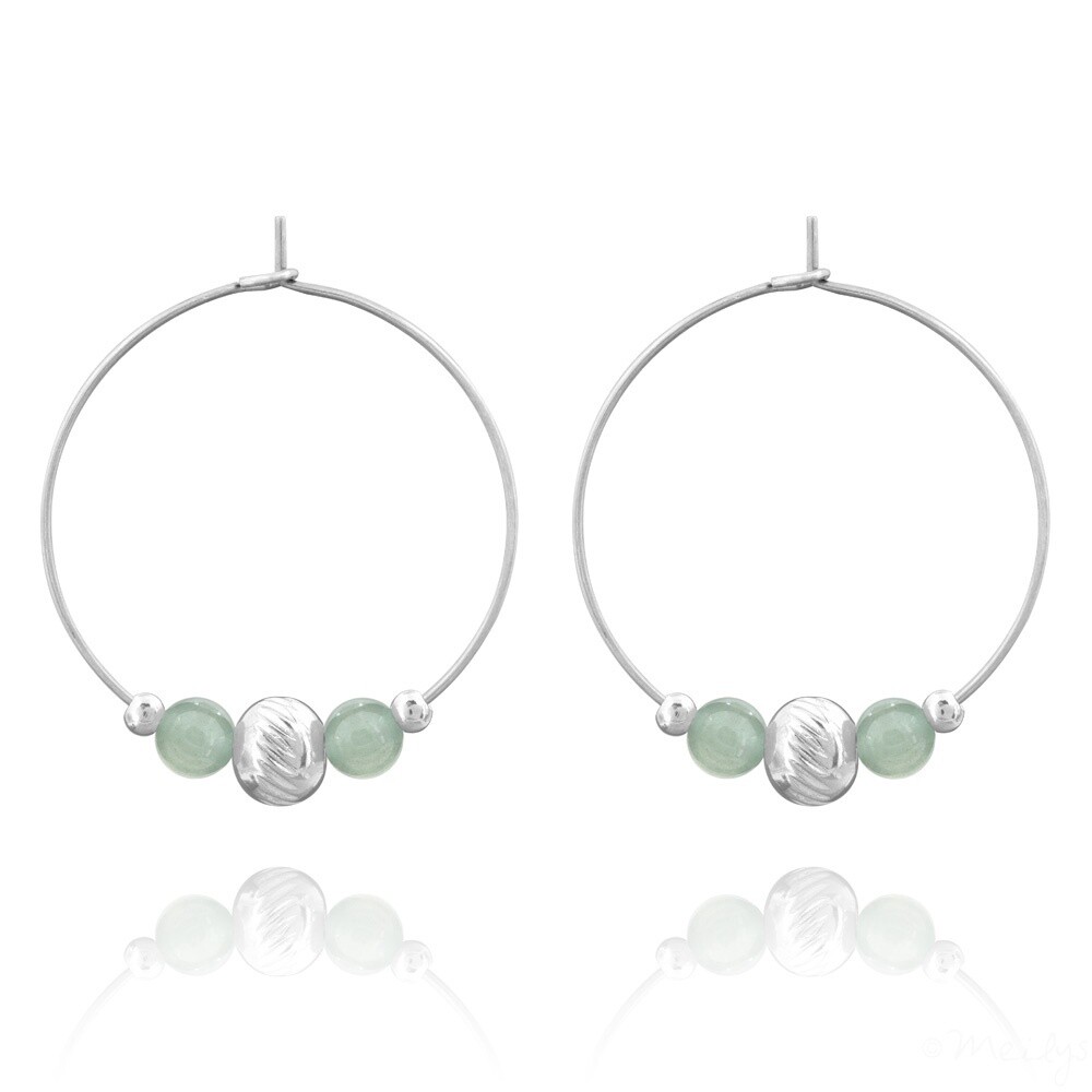 ,Boucles d&#39;oreilles en acier et pierres naturelles