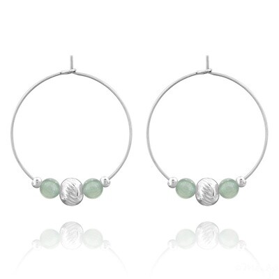 ,Boucles d&#39;oreilles en acier et pierres naturelles