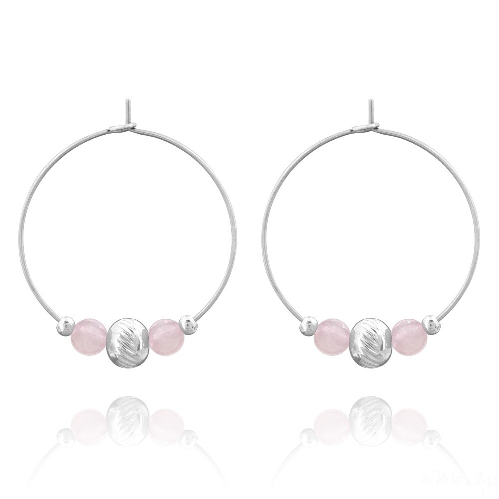 , Boucles d&#39;oreilles en acier et pierres naturelles