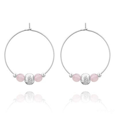 , Boucles d&#39;oreilles en acier et pierres naturelles