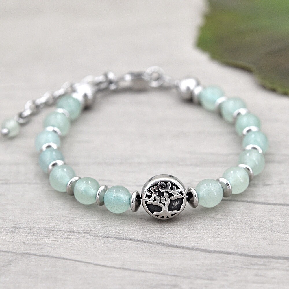 Bracelet en acier et pierres naturelles~