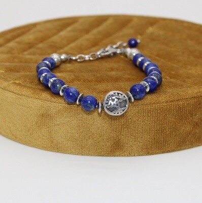 .Bracelet  en acier et pierres naturelles