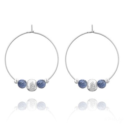 .Boucles d'oreilles en acier et pierres naturelles