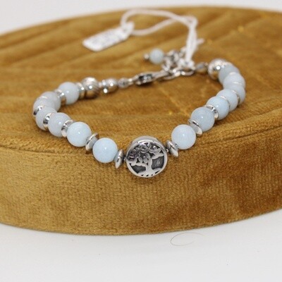 . Bracelet en acier et pierres naturelles