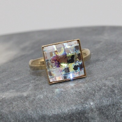 Bague Argent Plaqué Or  et Cristal