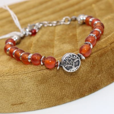 Bracelet en acier avec pierres naturelles ~