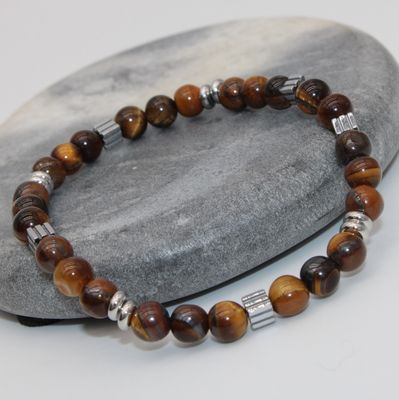 Bracelet en acier et pierres naturelles