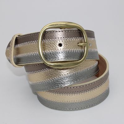 Ceinture en cuir métallisé tricolores