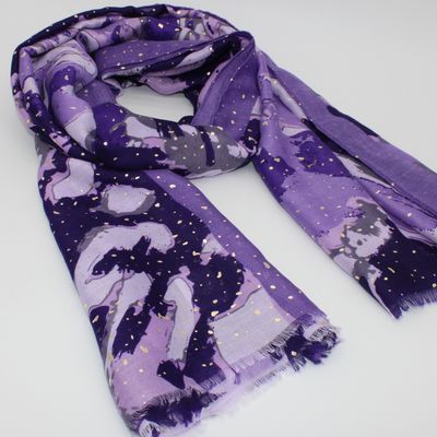 Foulard mi-saison à imprimés violets