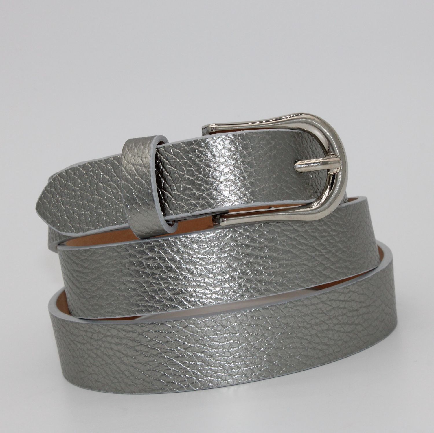 Ceinture en cuir métallisé