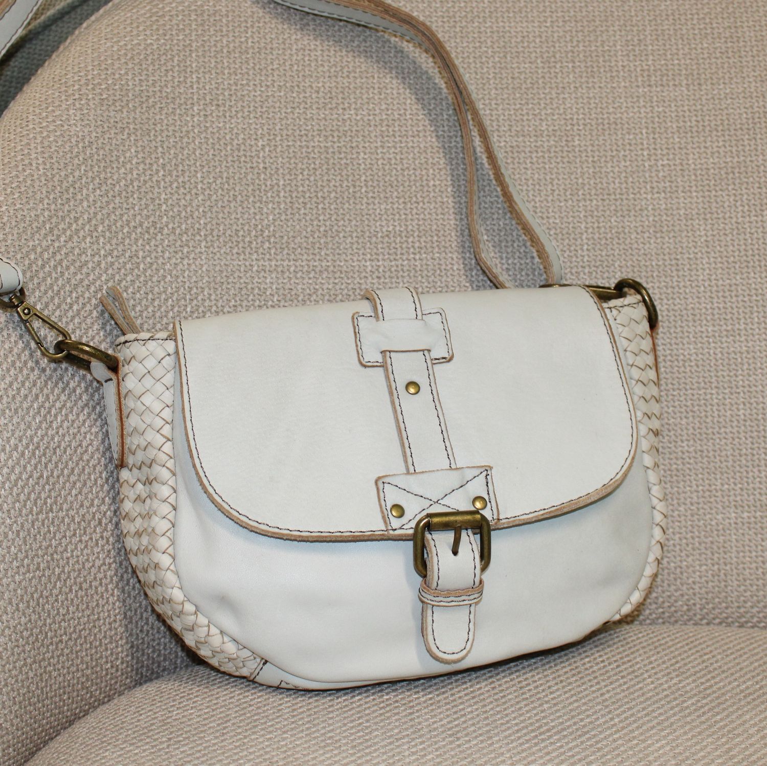 Sac bandoulière en cuir blanc