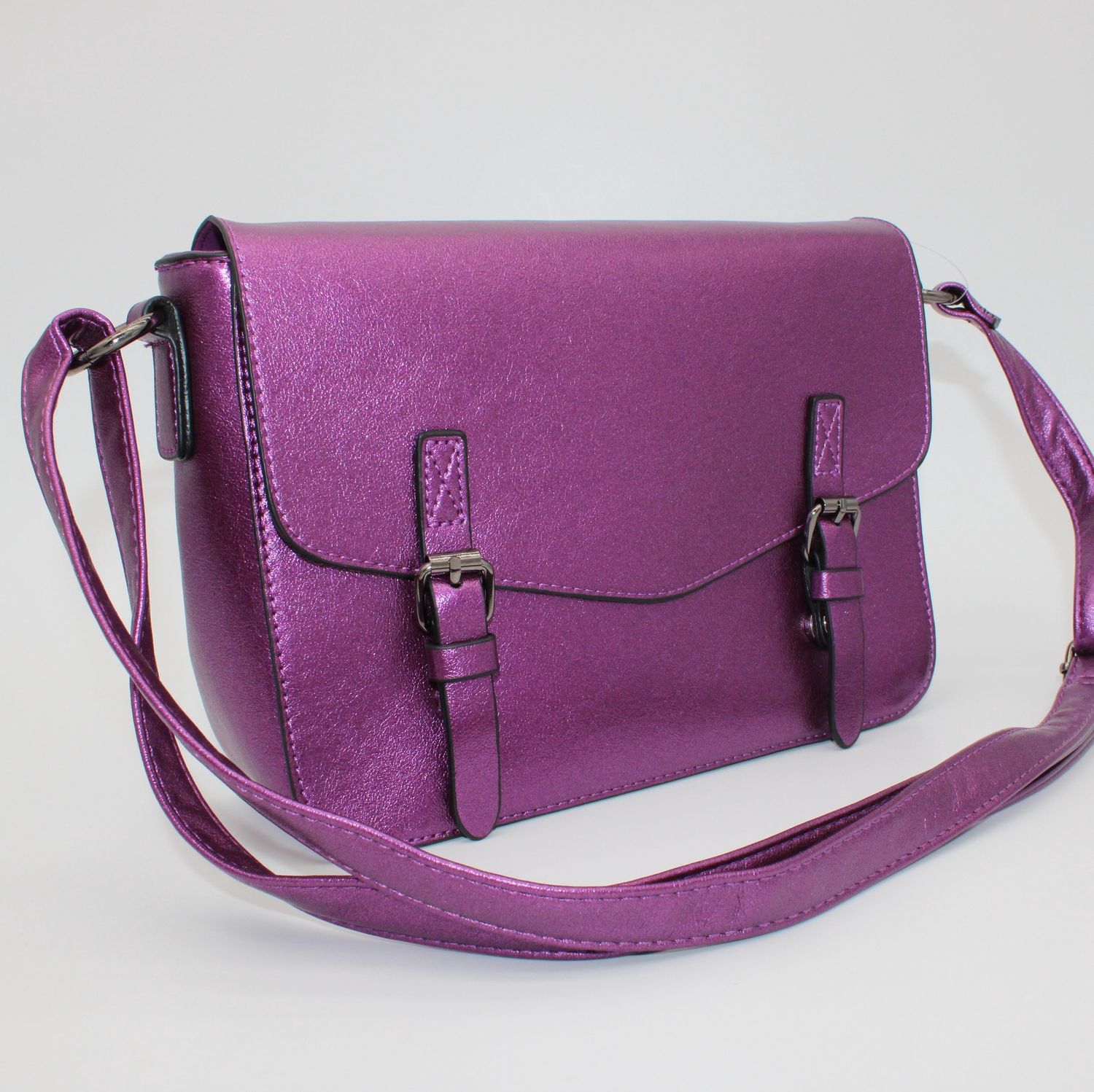 Sac bandoulière violet métallisé