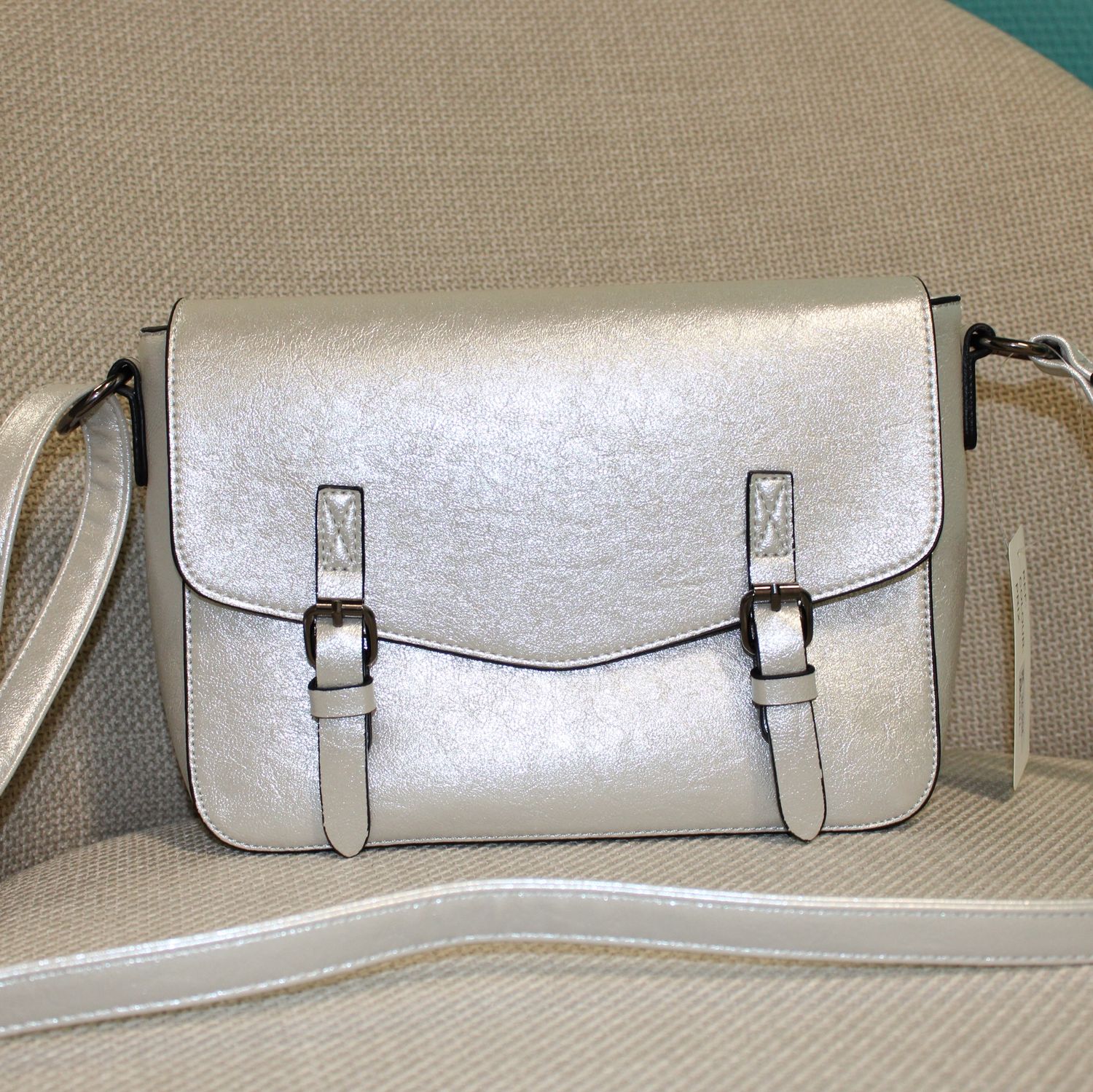 Sac bandoulière blanc métallisé
