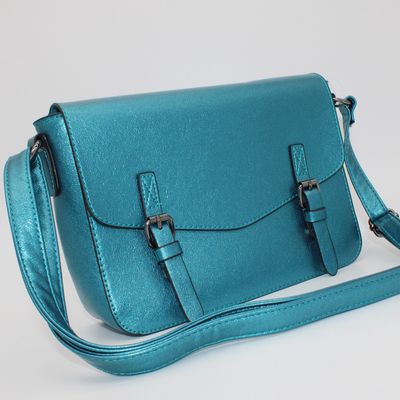 Sac bandoulière bleu pétrole métallisé