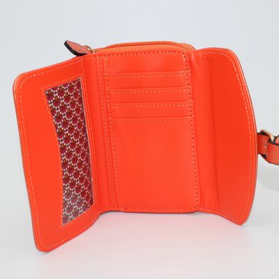 Petit portefeuille orange métallisé