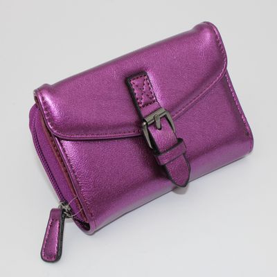 Petit portefeuille violet métallisé