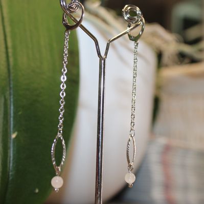Boucles d'oreilles en acier et pierre